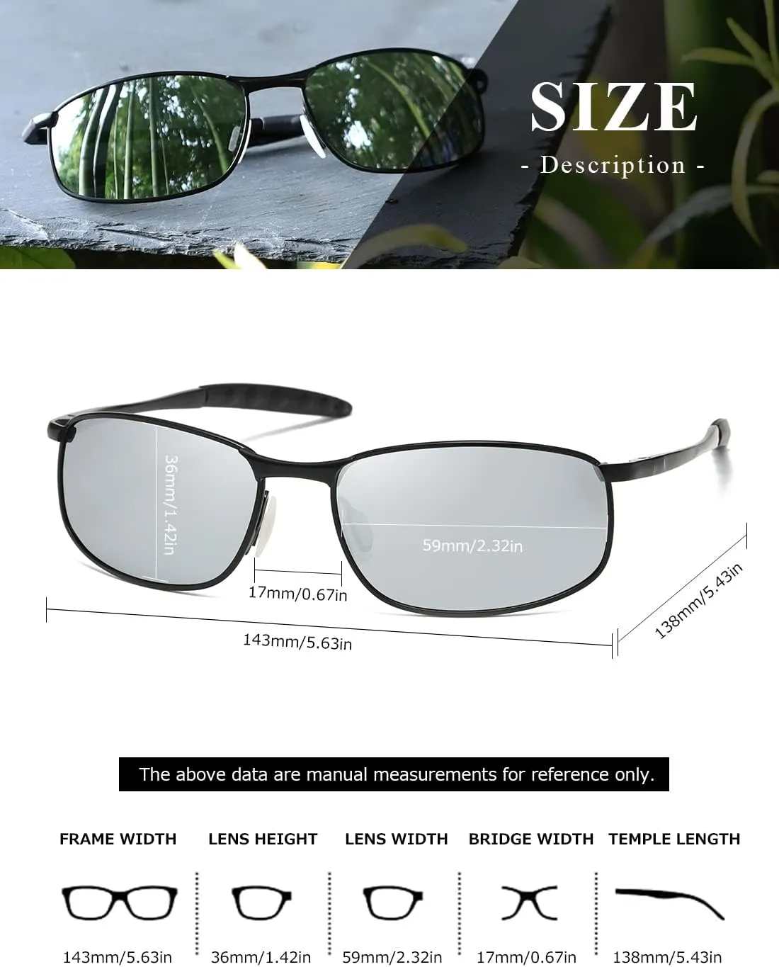AEVOGUE Polarized Sunglasses For Men Rectangle Metal Frame Retro Sun Glasses AE0395