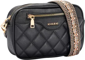 Crossbody Bags for Women, Vegan Leather Shoulder Handbags Rhombus Quilted Small Purses for Women with Wide Strap