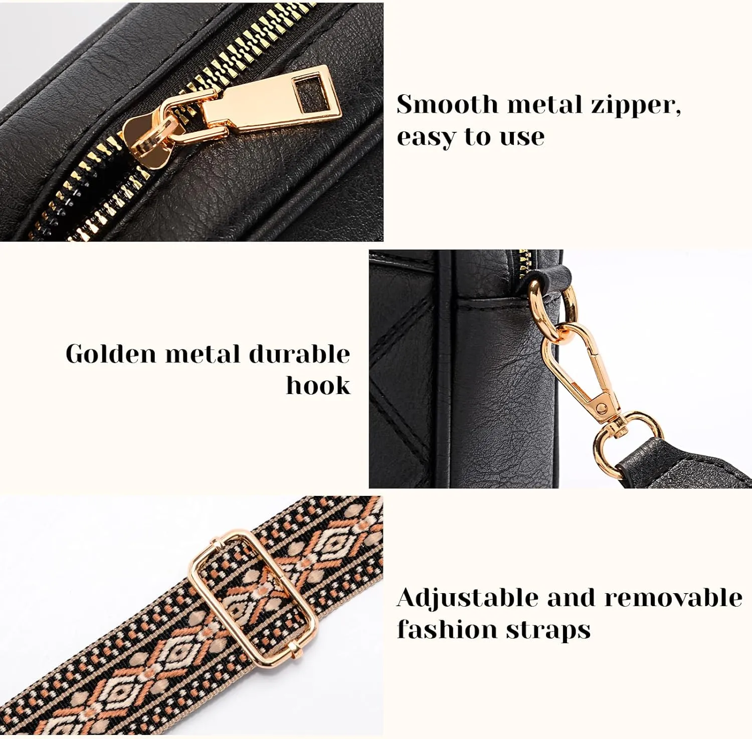 Crossbody Bags for Women, Vegan Leather Shoulder Handbags Rhombus Quilted Small Purses for Women with Wide Strap