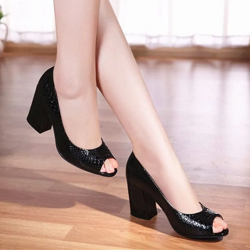 Genuine Leather Open Toe Summer Women High Heel
