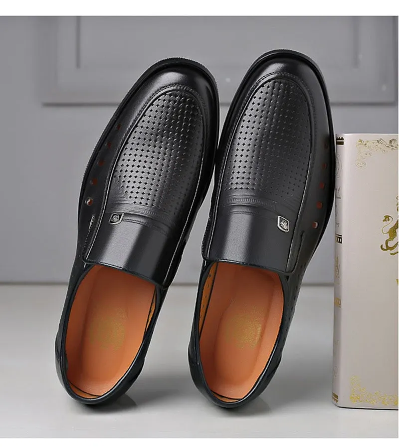 Hnzxzm New Spring Summer Shoes Men Brogues Genuine Leather Mens Casual Shoes Breathable Brand Male Footwear Black White A4499