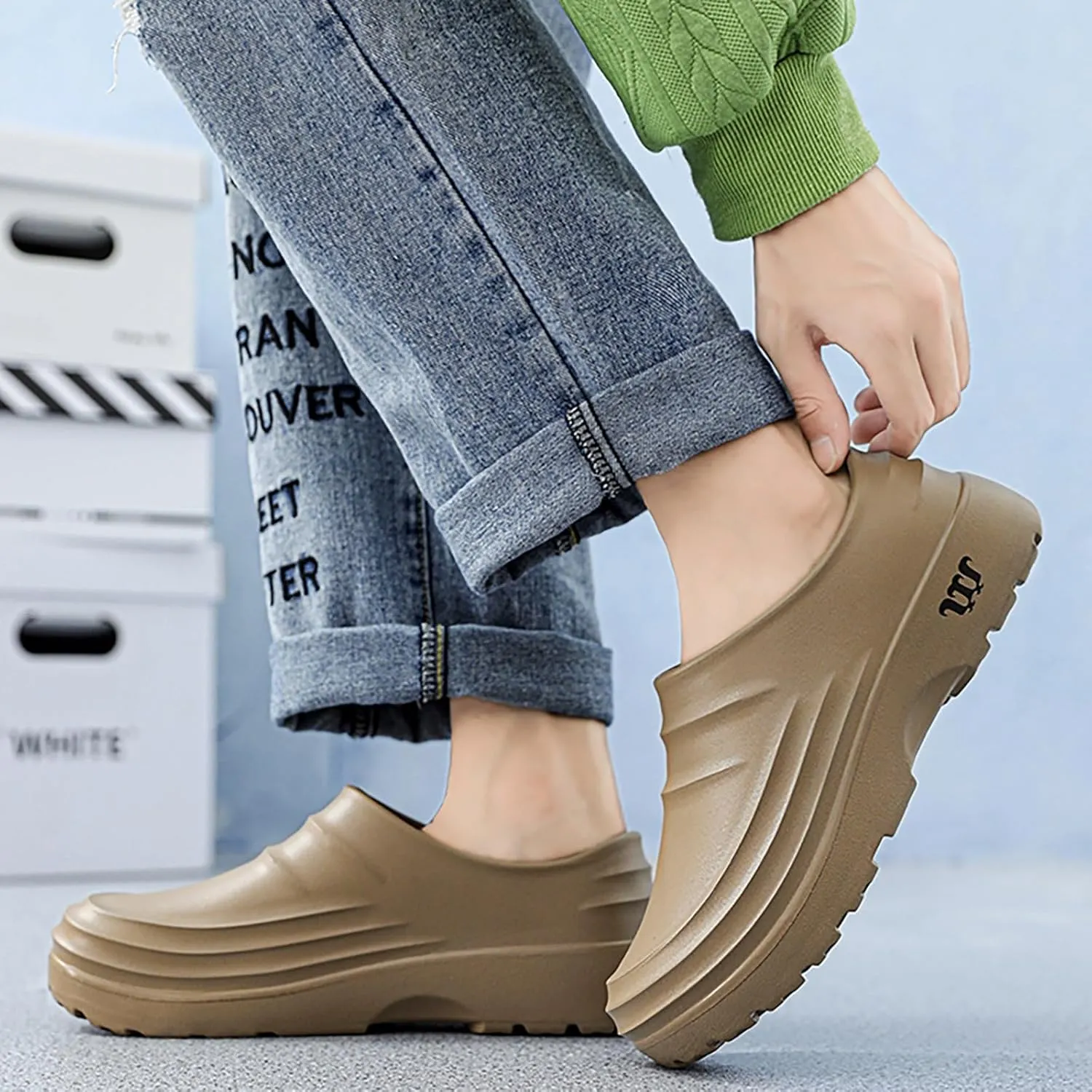 Mens Chef Work Shoes, Non Slip Oil Resistant Clogs Work Shoes, Kitchen Waterproof Nursing Safety Shoes