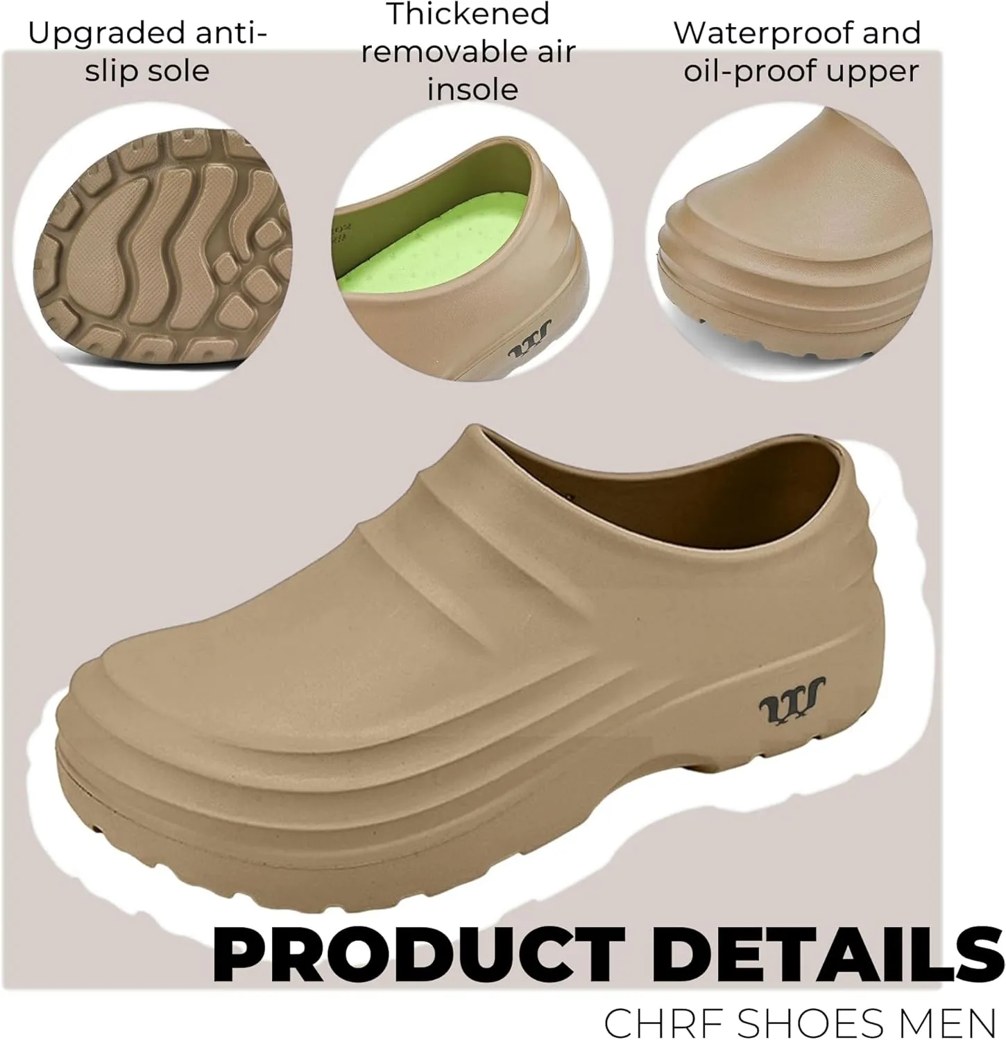 Mens Chef Work Shoes, Non Slip Oil Resistant Clogs Work Shoes, Kitchen Waterproof Nursing Safety Shoes