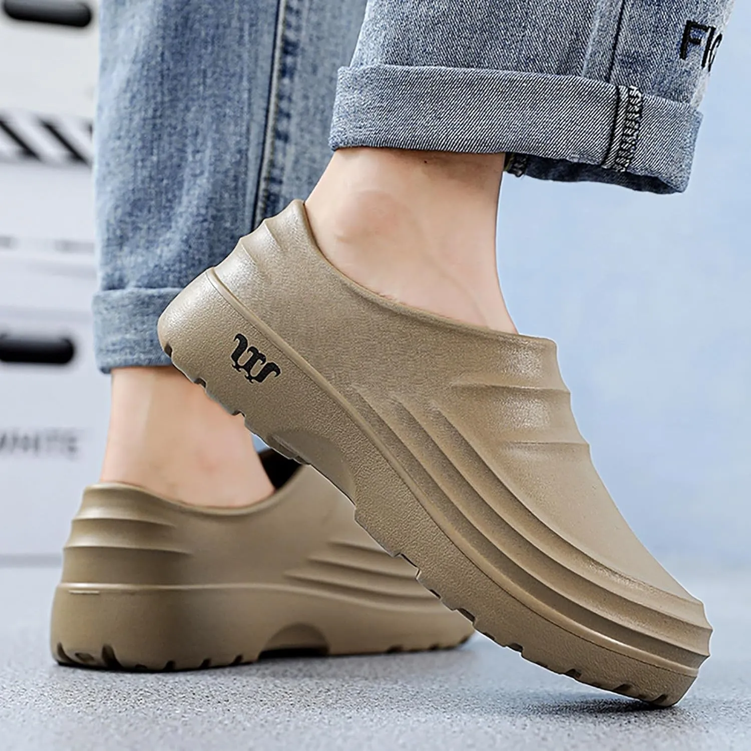 Mens Chef Work Shoes, Non Slip Oil Resistant Clogs Work Shoes, Kitchen Waterproof Nursing Safety Shoes