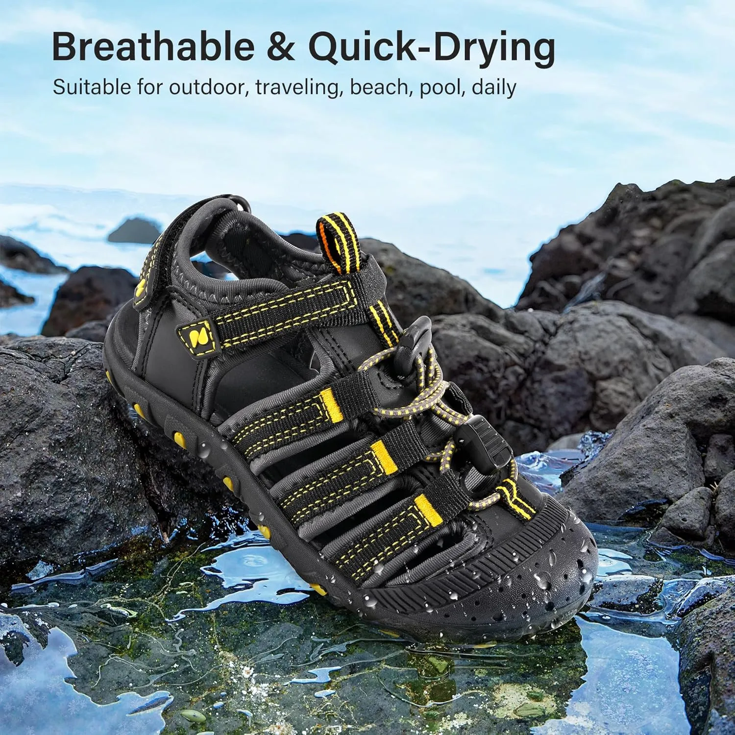 Stelle Boys Girls Sport Water Sandals Kids Summer Outdoor Beach Hiking Closed-Toe Athletic Shoes for Toddler/Little/Big Kids