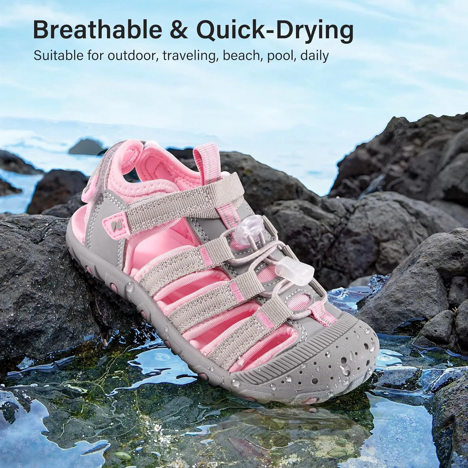 Stelle Boys Girls Sport Water Sandals Kids Summer Outdoor Beach Hiking Closed-Toe Athletic Shoes for Toddler/Little/Big Kids