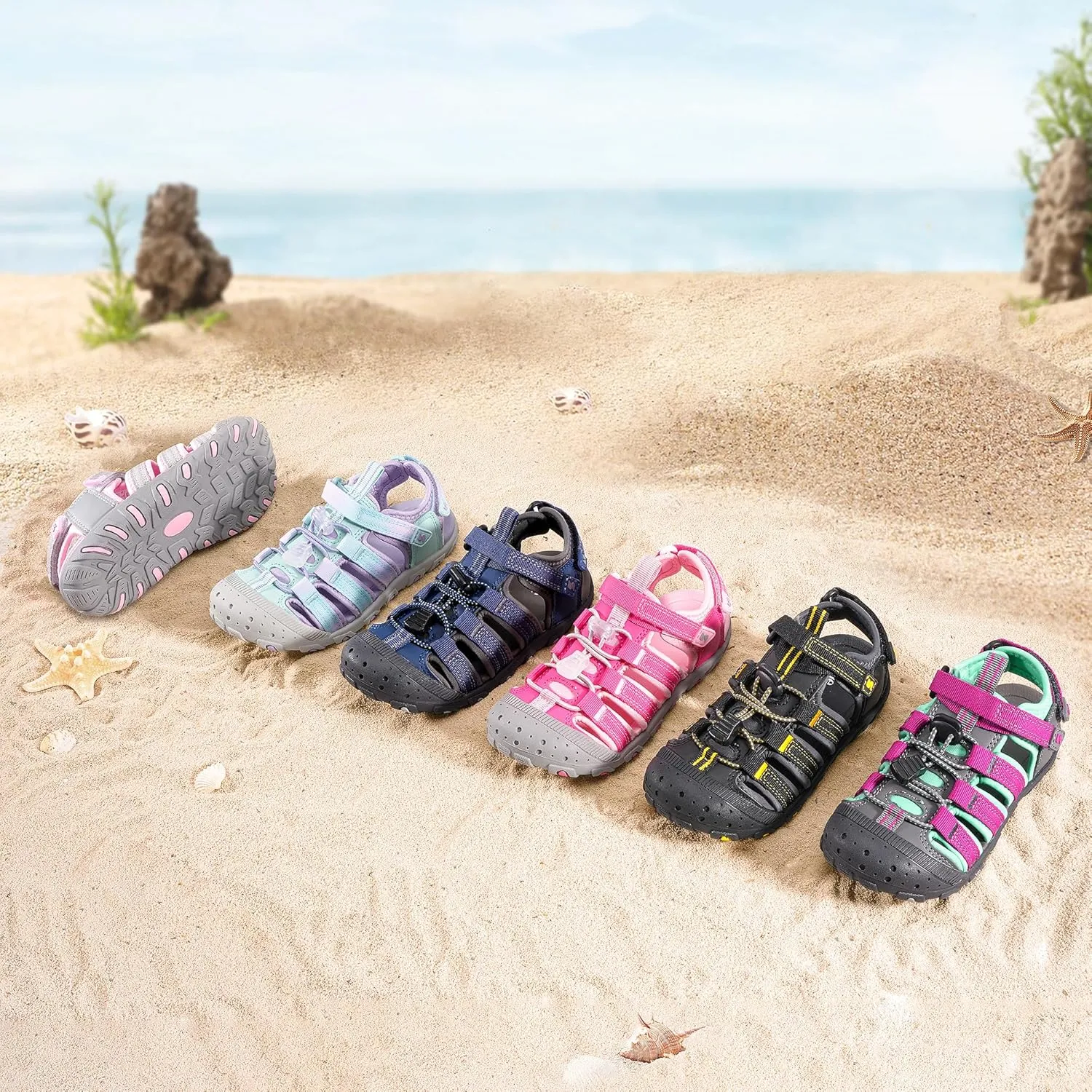 Stelle Boys Girls Sport Water Sandals Kids Summer Outdoor Beach Hiking Closed-Toe Athletic Shoes for Toddler/Little/Big Kids