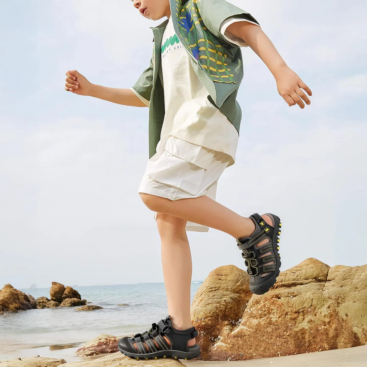 Stelle Boys Girls Sport Water Sandals Kids Summer Outdoor Beach Hiking Closed-Toe Athletic Shoes for Toddler/Little/Big Kids