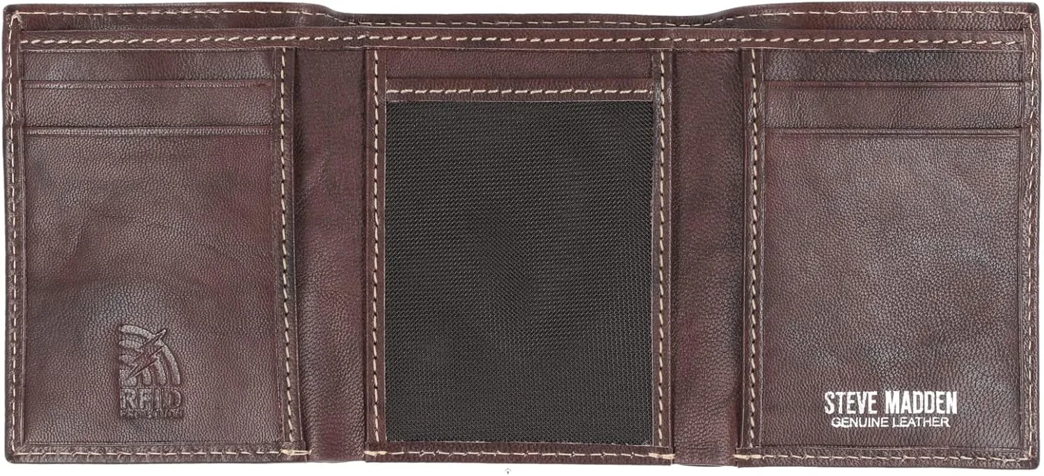 Steve Madden Men's RFID Trifold Wallet with Id Window