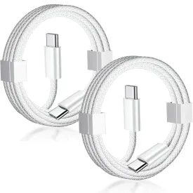 USB C to USB C Cable 3FT Certified 2Pack 60W usbc Woven Fast Charging Type C Charger Cord Compatible with iPhone 15/16 Pro Max Plus Samsung S23 Note 20 iPad Pro Air Mini MacBook Air