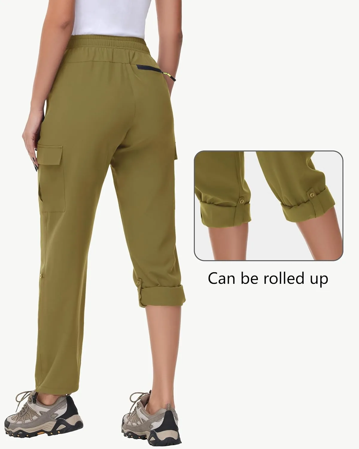 Women's Hiking Cargo Pants Quick Dry Lightweight Water Resistant UPF 50 Travel Athletic Pants with Zipper Pockets