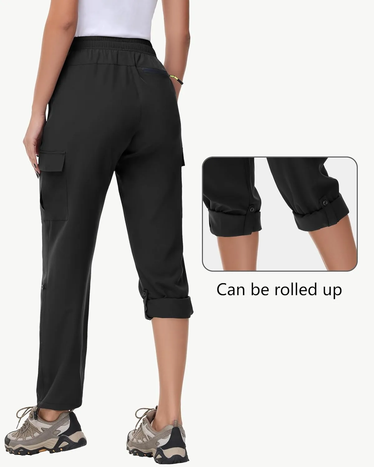 Women's Hiking Cargo Pants Quick Dry Lightweight Water Resistant UPF 50 Travel Athletic Pants with Zipper Pockets