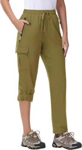 Women's Hiking Cargo Pants Quick Dry Lightweight Water Resistant UPF 50 Travel Athletic Pants with Zipper Pockets